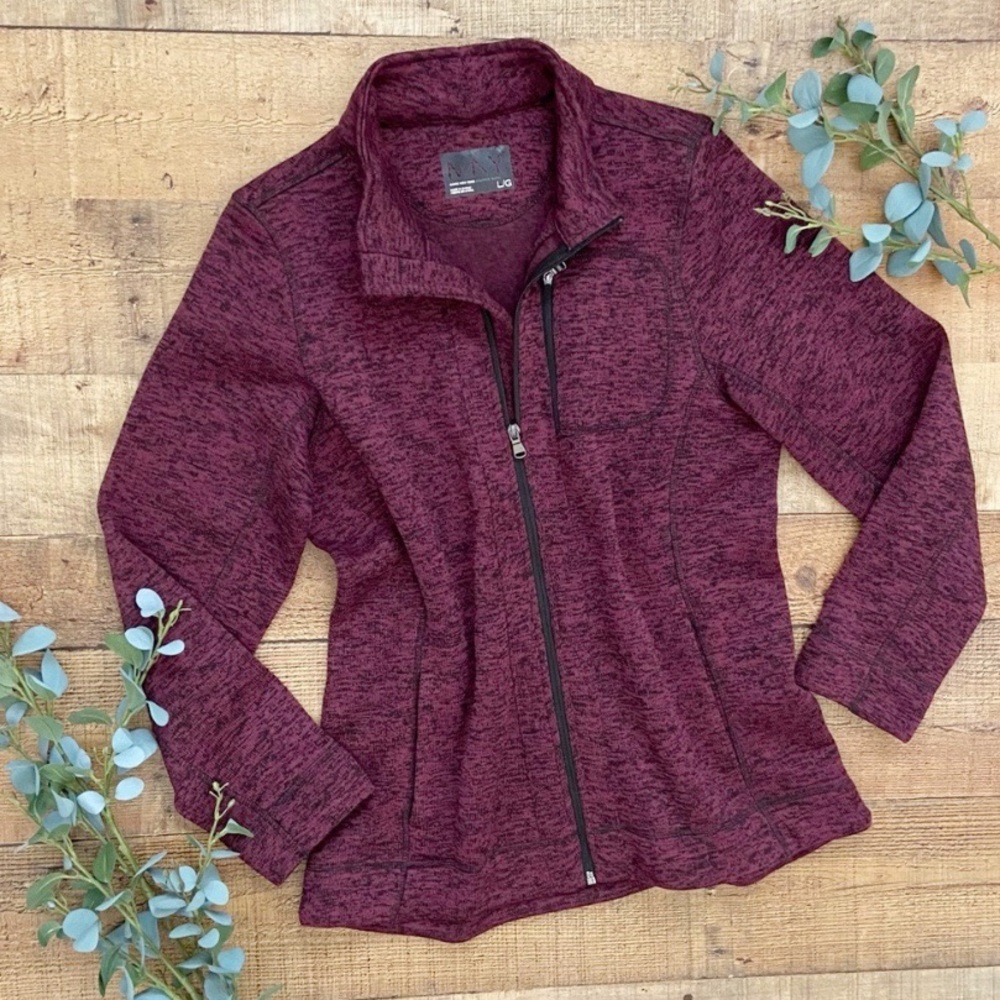 MARC NEW YORK Zip-Up Athleisure Sporty Jacket in Burgundy